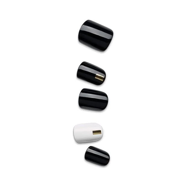 imPRESS Design, Press On Nails, Midnight Drive, Black and White, Short, Size, Squoval, Shape, Includes 30 Nails, Prep Pad,...