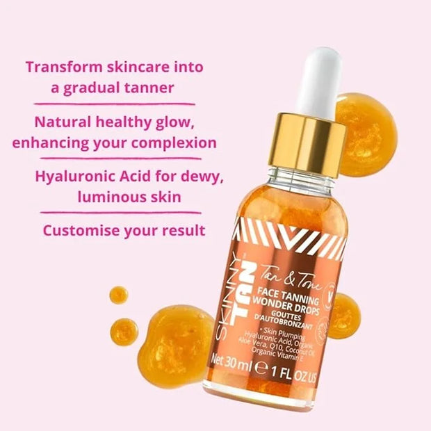 Skinny Tan Tan and Tone Self Tanning Drops for Your Face - Gradual Tan Drops Serum with Hyaluronic Acid - Transforms Skinc...