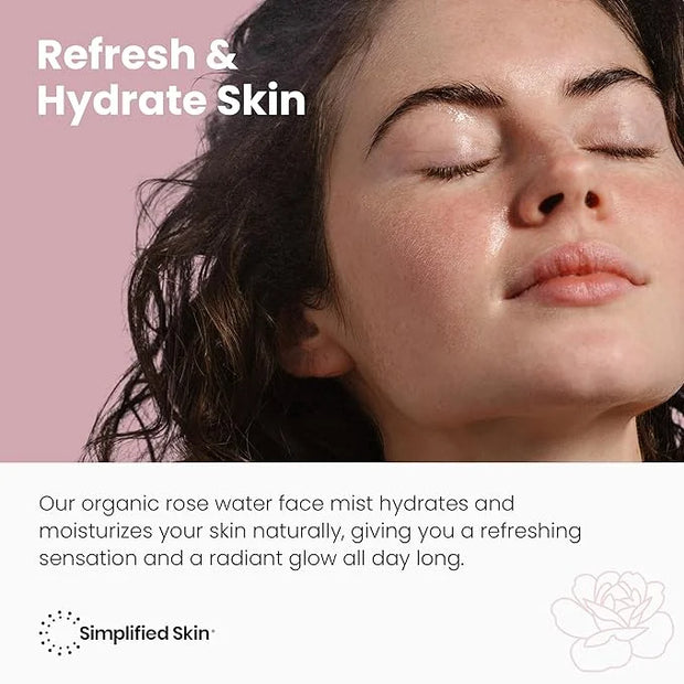 Rose Water Spray for Face & Hair - Organic USDA Certified Rosewater Facial Toner - Alcohol-Free Makeup Setting Hydrating F...