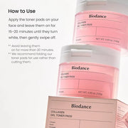 Biodance Collagen Gel Toner Pads, Pore Minimizer for Face, Improving Elasticity, Gentle Exfoliating Korean Toner Pads for ...