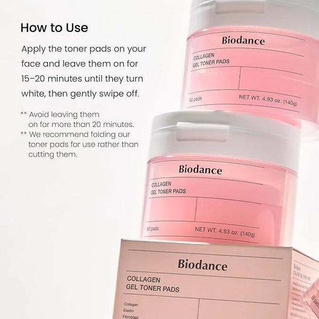 Biodance Collagen Gel Toner Pads, Pore Minimizer for Face, Improving Elasticity, Gentle Exfoliating Korean Toner Pads for ...