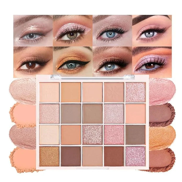 20 Colors Nude Pink Gold Brown Basics Eyeshadow Palette,Matte Nude Neutral Naked Eye Shadow Makeup,Highly Pigmented Long L...