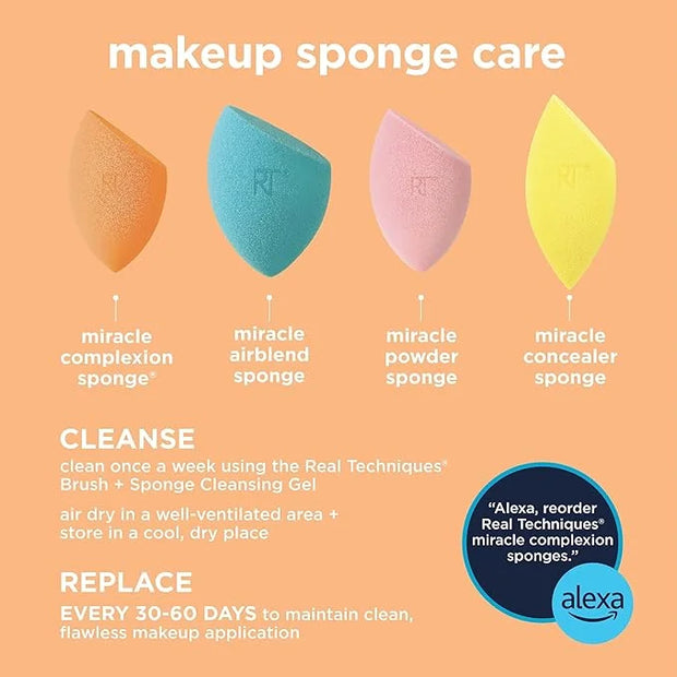 Real Techniques Ultimate Makeup Sponge Trio, Makeup Blending Sponges, For Liquid, Cream, & Powder Products, Powder & Found...