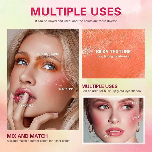 Multi-Use Makeup Blush Stick,Beauty Solid Moisturizer Stick,Waterproof Natural Nude Makeup,Tinted Solid Moisturizer Stick ...