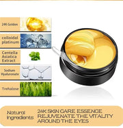 24K Gold Under Eye Treatment Mask, Dark Circle and Anti-Wrinkle, Hydrating eye mask, Puffiness & Eye Care, Collagen,Hyalur...