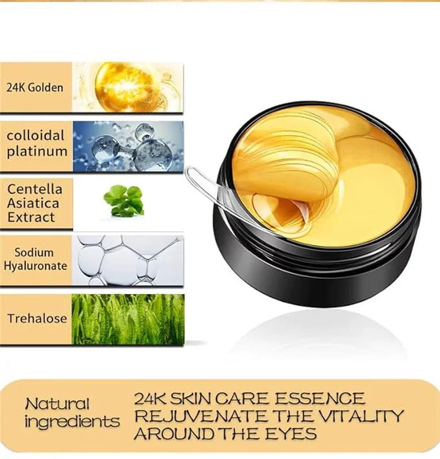 24K Gold Under Eye Treatment Mask, Dark Circle and Anti-Wrinkle, Hydrating eye mask, Puffiness & Eye Care, Collagen,Hyalur...
