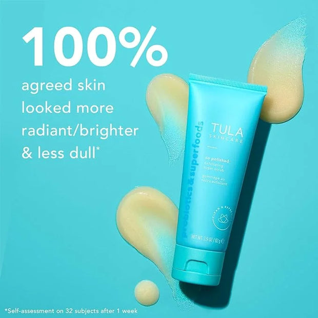 TULA Skin Care So Polished Exfoliating Sugar Scrub - Face Scrub, Gently Exfoliates with Sugar, Papaya, and Probiotic Extra...