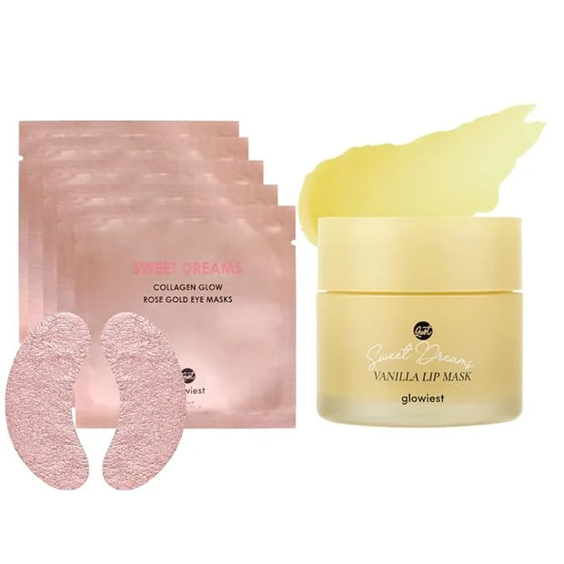 Sweet Dreams Collagen Glow Rose Gold Eye Masks under eye patches for puffy eyes + Sweet Dreams Vanilla Lip Mask - Product ...