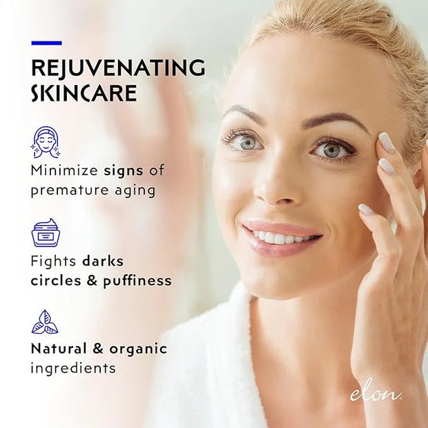Elon Youth Under Eye Gel – Hyaluronic Acid Gel w/MSM, Plant Stem Cells - Anti Aging to Fight Dark Circles– Under Eye Puffi...