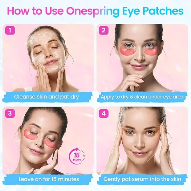 Under Eye Patches (32 Pairs) - Collagen-Infused, Anti-Puffiness & Dark Circle Treatment - Luxurious Skincare for Under Eye...