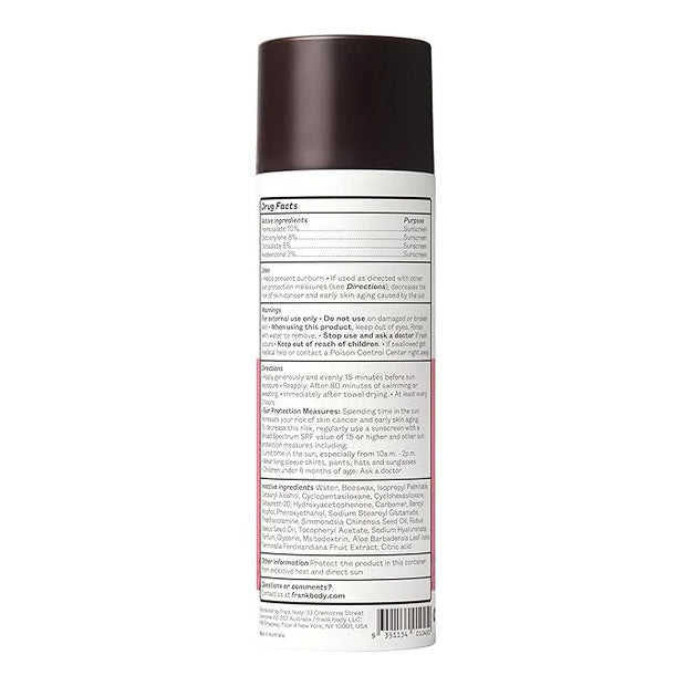 Frank Body SPF50+ Hydrating Body + Facial Sunscreen | Vegan & Cruelty- Free | UVA & UVB Broad Spectrum Sunscreen | Oxybenz...