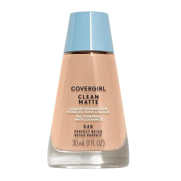 COVERGIRL Clean Matte Liquid Foundation, Perfect Beige 548, Pack of 1 - Product Image