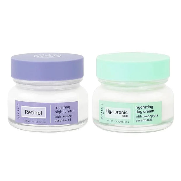 SpaLife Hydrating + Repairing Day to Night Cream Duo – Day & Night Cream Set – For Dry Skin, Fine Lines & Wrinkles, Firmin...