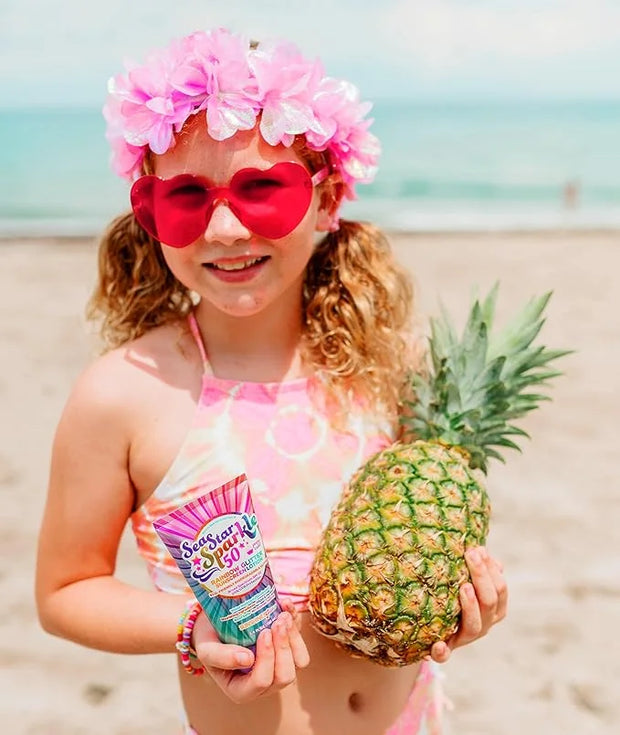 Seastar Sparkle - Rainbow Party Cake Scented Glitter Sunscreen - SPF 50 - Biodegradable Sunscreen, Kids, Water Resistant, ...