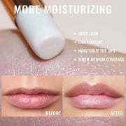 Oulac Moisturizing Shine Lipstick - Giltter Tinted Lip Balm Hydrating, Lip Plumper, Glossy Finish, Sheer Coverage with Pea...