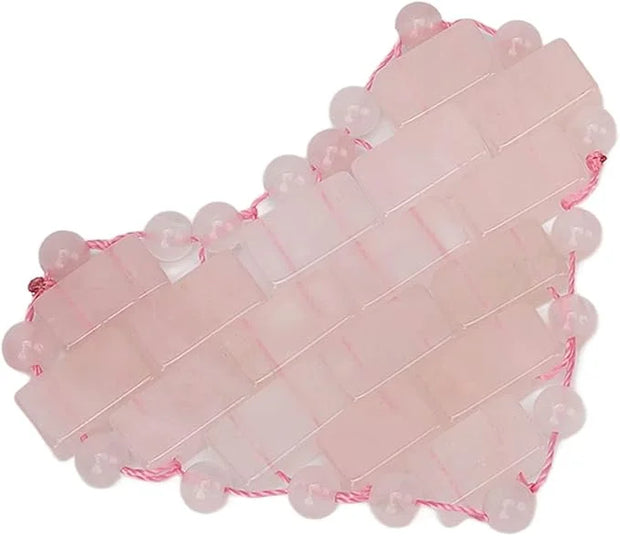 2Pcs Rose Quartz Eye Mask, Jadestone Eye Patch Reduce Facial Edema Relieve Eye Strain Heart Shaped Stone Eye Pad for Massa...