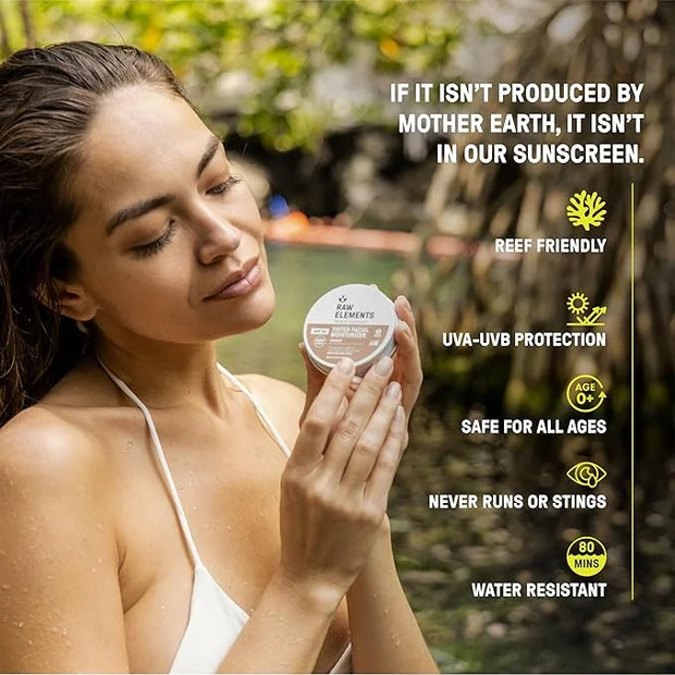 Raw Element Ultra-Moisturizing Tinted Face Cream, Non Toxic Mineral Face Sunscreen, Daily Tinted Moisturizer, Non-Nano Zin...