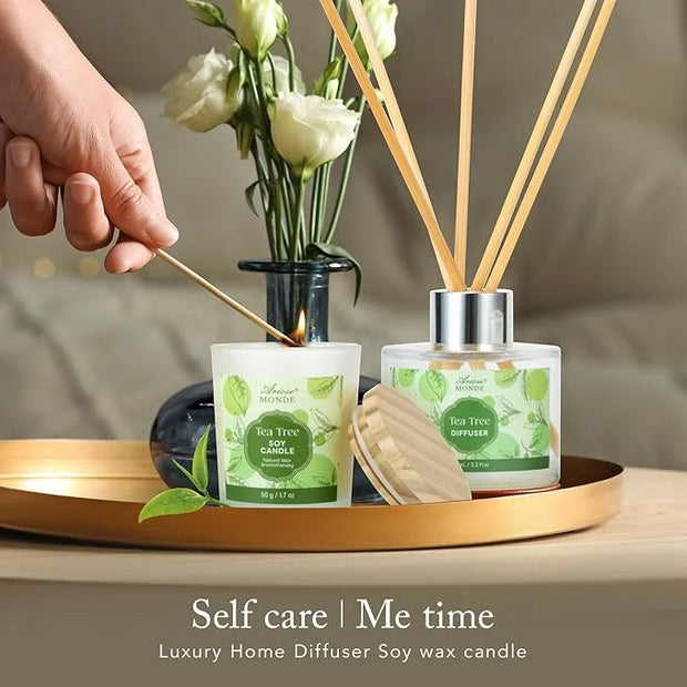 Spa Gift Basket - Tea Tree Bath Set With Shower Gel, Bubble Bath, Hand Cream, Soap, Salt, Essential Oil - Luxury Body Gift...