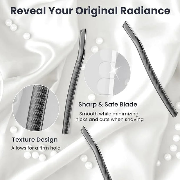 Dermaplaning Tool for Face, Dermaplane Razor for Peach Fuzz with Metal Grip, Professional Eyebrow Razor for Women, Facial ...