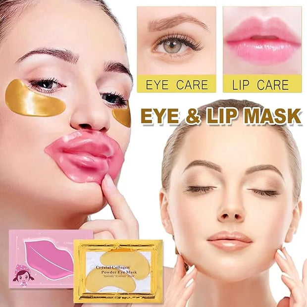 30 Pairs Lip Masks & 24K Gold Eye Masks, Crystal Collagen Eye Patches for Puffy Eyes, Moisturizing & Reduce Wrinkles, Lip ...