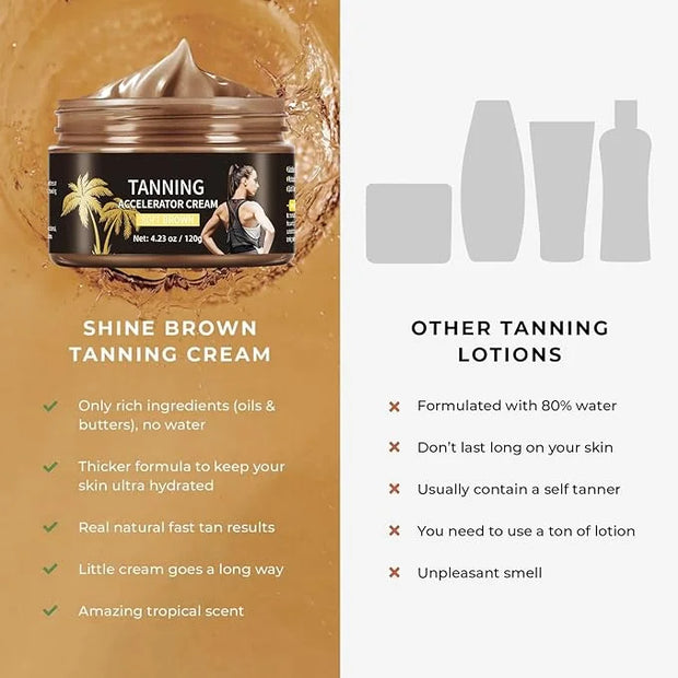 Tanning Accelerator Cream Tan Lotion, Tanning Gel Shine Brown Tanning Cream Natural Brown Tanning Lotion Effective in Sunb...