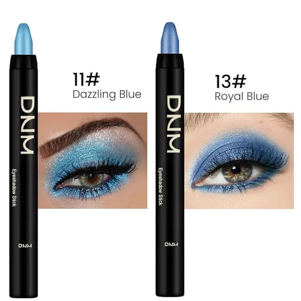 Kaely 2Pcs Bright Blue Eyeshadow Stick for Older Women, Metallic Shimmer Glitter Cream Eye Shadow Pencil Crayon, Light Blu...