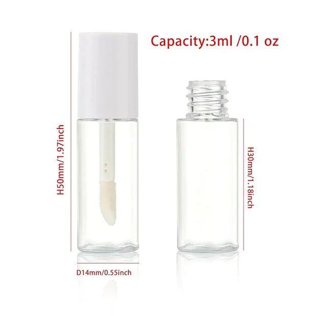 COSIDEA 10pcs 3ml empty lip gloss tubes with wand 0.1OZ Round mini White lipgloss tube container for DIY cosmetics packing...