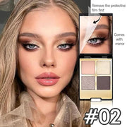 4 Colors Eyeshadow Makeup Palette,Nude Rose Gold Highly Pigmented Natural Neutral Nude Eye Shadow Palette with Mirror,Long...