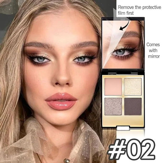 4 Colors Eyeshadow Makeup Palette,Nude Rose Gold Highly Pigmented Natural Neutral Nude Eye Shadow Palette with Mirror,Long...