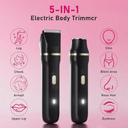 Electric Razors for Women, 5-in-1 Wet/Dry Bikini Trimmer with USB Charge Dock, Deluxe Facial Hair Removal, Wet/Dry Body Sh...