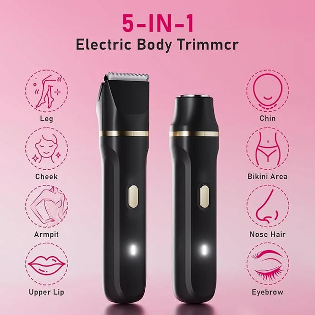 Electric Razors for Women, 5-in-1 Wet/Dry Bikini Trimmer with USB Charge Dock, Deluxe Facial Hair Removal, Wet/Dry Body Sh...