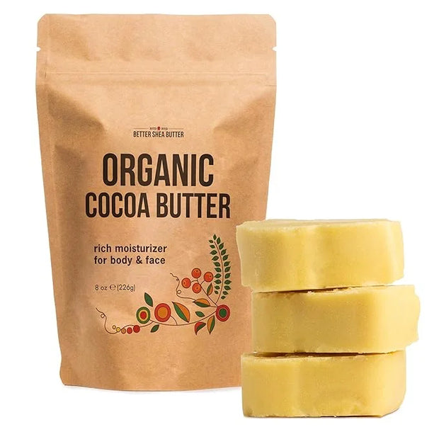 Organic Cocoa Butter Raw Unrefined - Food Grade USDA Certified - for Scars, Stretch Marks Cream - 100% Cocoa Butter Raw Or...