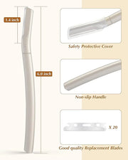 Dermaplane Razor for Face Professional, Facial Razors for Women&Men Face with 20 Blade Refills, Eyebrow Razor for Women an...