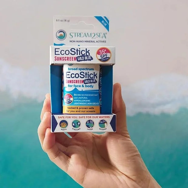 STREAM2SEA EcoStick SPF 35 Mineral Sunscreen Stick, Sweat Water Resistant Sunblock, USDA Approved Biodegradable Paraben Fr...