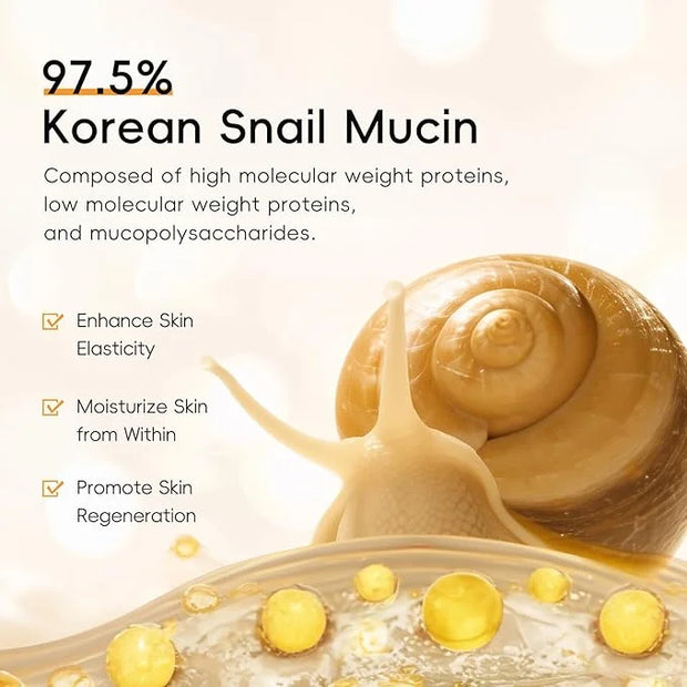 Snail Mucin Cream, 97.5% Pure Snail Slime Extract Moisturizer for Face and Body, Snail Mucin Essence 92% Snail Slime Serum...