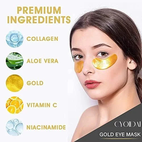 24K Gold Under Eye Patches for Dark Circles & Puffiness – Korean Masks for Bags & Fine Lines – Hydrating Eyes Bag Treatmen...