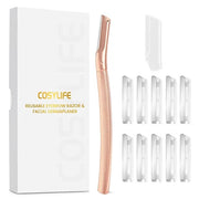 Eyebrow Razor Dermaplaning Tool with 10 Blade Refills Exfoliating Face Razors for Women Facial Razor for Peach Fuzz and Ey...