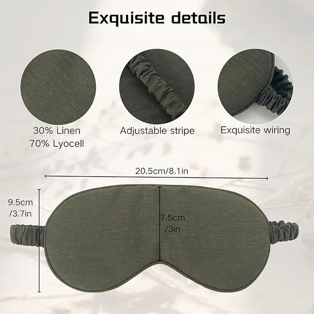 Linen Eye Mask for Girls,Travel Breathable Sleep Mask,Adjustable Strap, Hypoallergenic, Cooling with Travel Bag Gift Packa...
