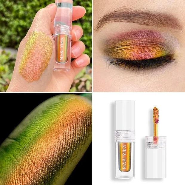 MAKI YIKA Glitter Eyeshadow Gold Liquid Multichrome Eyeshadows Long Lasting Metallic Chameleon Eye Shadow Smudgeproof Holo...