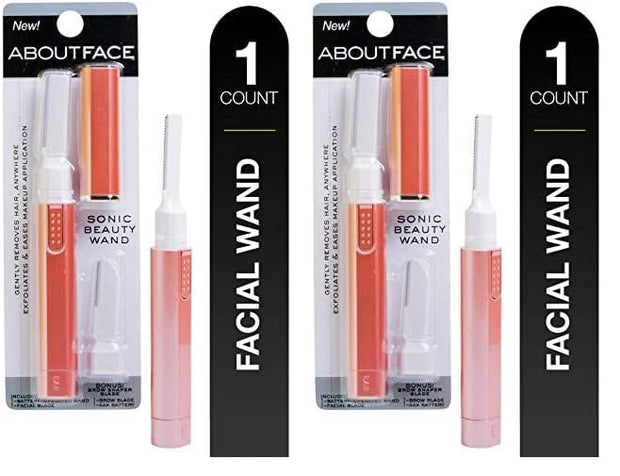 Kai About Face Sonic Beauty Wand with Bonus Eyebrow Shaper; Battery Operated Face Hair Remover; Face, Chin, & Lip Hair Rem...