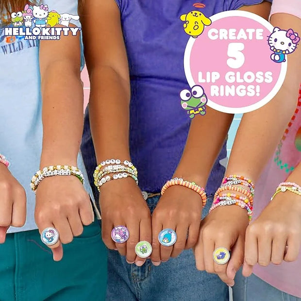 Horizon Group USA Sanrio Hello Kitty and Friends Shimmer Lip Gloss Making Kit, Makes 5 Hello Kitty Glitter Lip Gloss Rings...