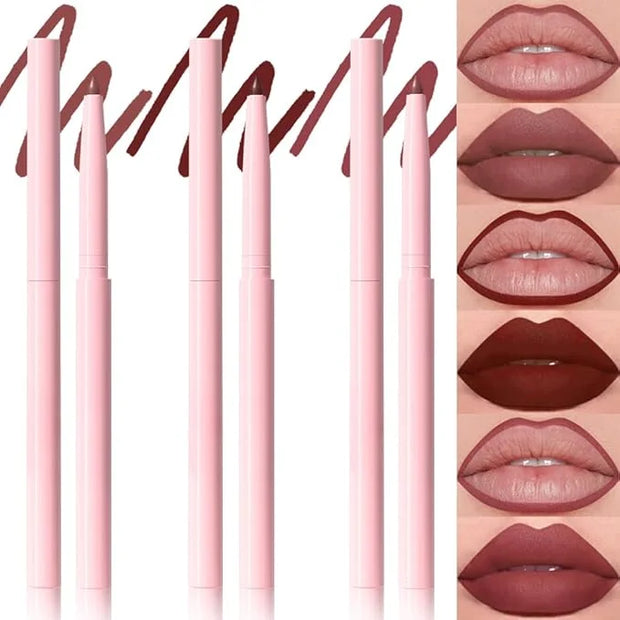evpct 3Pcs Retractable Lip Liner Pencils Set Pack for Shaping & Sculpting Lips, Mauve Maroon Dark Wine Red Mauve Nude Crea...