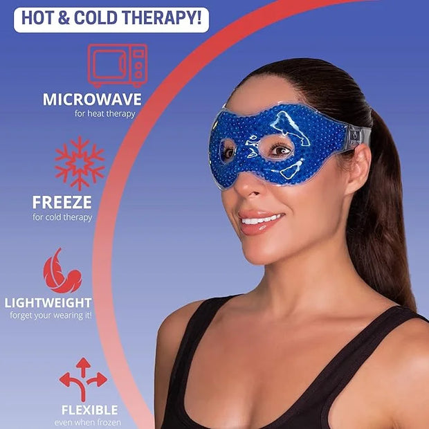 Gel Eye Mask - Hot Cold Compress Eye Therapy Pack | Cooling Mask for Puffy Eyes, Headaches, Dark Circles | Reusable | Ergo...