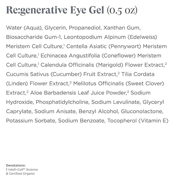Re:generative Eye Gel for Dark Circles and Puffiness, Targeted Treatment With Plant Actives to Brighten, Refresh and Prote...