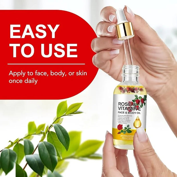 Vitamin E Oil, Rose Oil, Vitamin E Oil for Face, Organic Vitamin E Oil, Rose & Vitamin E Moisturizer Oil for Face and Skin...