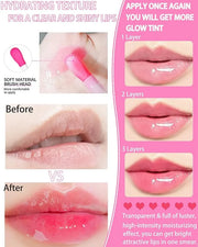 Plumping Lip Glow Oil,Hydrating Tinted Lip Oil Gloss,Transparent Toot Lip Oil Lipgloss,Long Lasting Moisturizing Glow Revi...