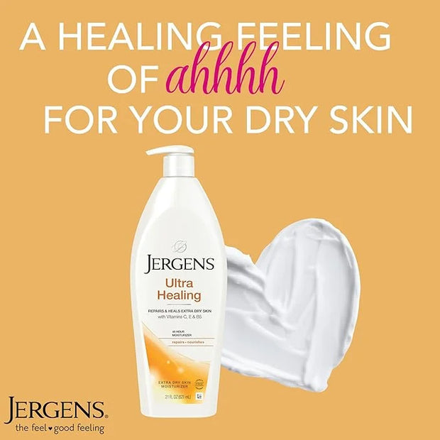 Jergens Ultra Healing Dry Skin Moisturizer, Body and Hand Lotion, for Absorption into Extra Dry Skin, 21 Ounce, with HYDRA...