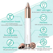 2-in-1 Portable Rechargeable Painless Eyebrow Trimmer & Facial Hair Remover, removes Eyebrow, face, Lips and Body Hair for...