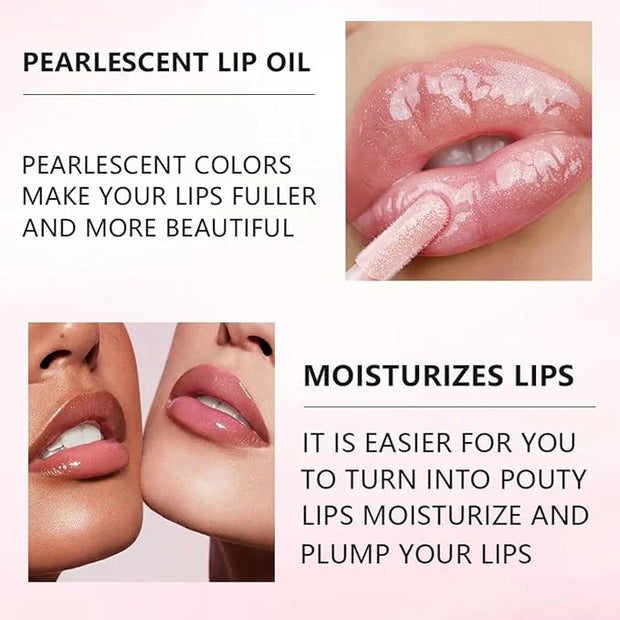 Hydrating Lip Glow Oil Set, Plumping Lip Oil Moisturizing Nourishing Shiny No-Sticky Transparent Tinted Lip Gloss Balm, Na...
