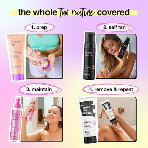 b.tan Violet Base Self Tanner Mousse | Love At First Tan - Best, 1 Hour Express Sunless Tanning Foam, Cancels Orange Tones...